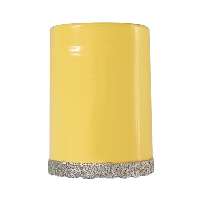 UNA FRESA DIAMANTATA dalla forma cilindrica di colore giallo con base grigia ruvida e strutturata.