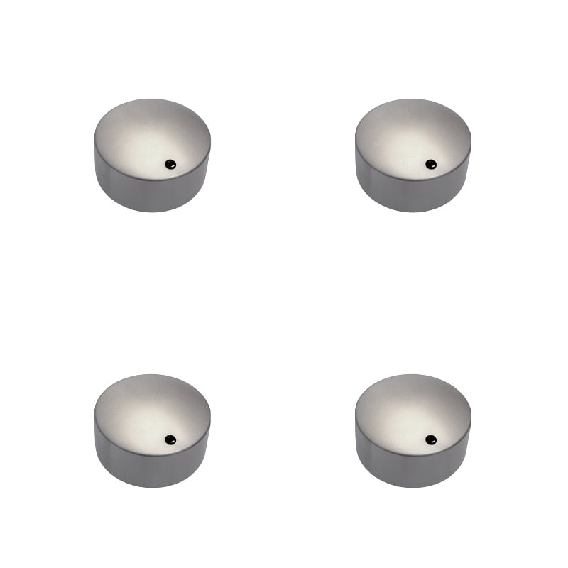 Quattro oggetti metallici cilindrici MAMOD60 con sommità piatta, ciascuno caratterizzato da un piccolo punto nero vicino al bordo, disposti in una griglia 2x2.